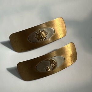 SOLD Vintage Sun & Moon Gold and Silver Barrettes